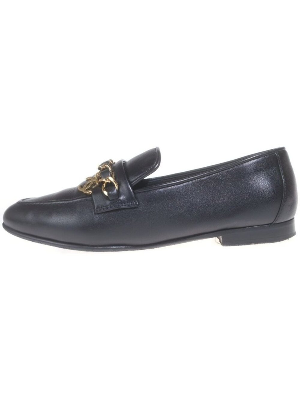 Chanel Chain Loafers Black 37c with CC Logo Charm